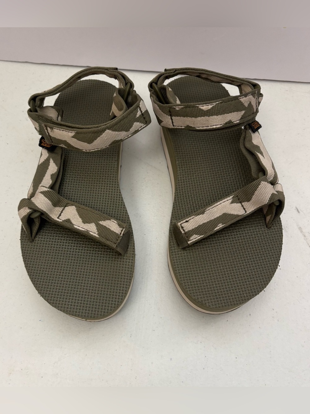Teva Original Universal Flatform Sandals green Cream Camo Geometric Women’s 6